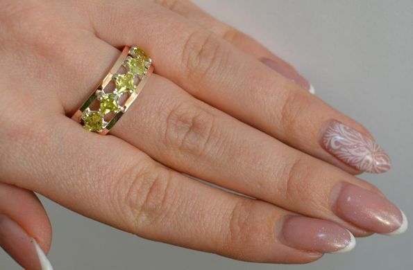 Серебряное кольцо с золотыми вставками 15