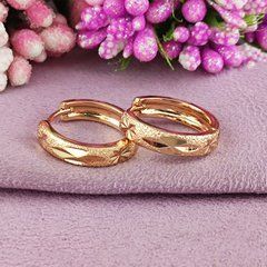 Серьги кольца Xuping с насечками медицинское золото позолота 18К А/В 1-4218