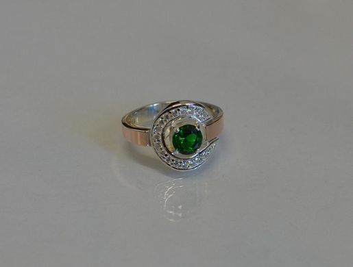Серебряное кольцо с золотыми накладками 003к 15