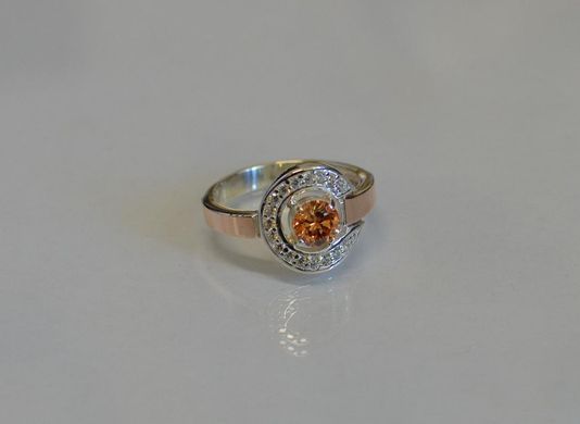 Серебряное кольцо с золотыми накладками 003к 15