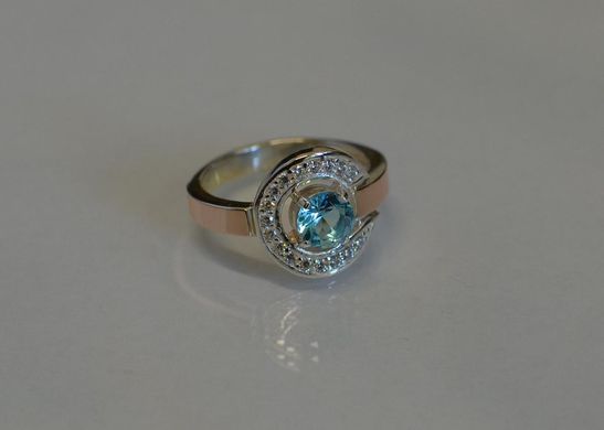 Серебряное кольцо с золотыми накладками 003к 15