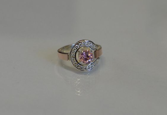 Серебряное кольцо с золотыми накладками 003к 15