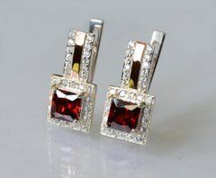 Серебряные серьги с напайками из золота 048с