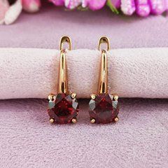 Серьги Xuping красные медицинское золото позолота 18К английский замок А/В 1-4124