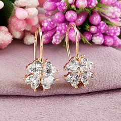 Серьги Xuping Четырехлистник медицинское золото позолота 18К А/В 1-4243