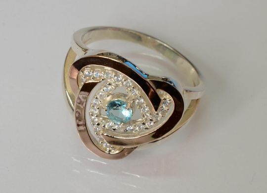 Серебряное кольцо с золотыми вставками 178к 15