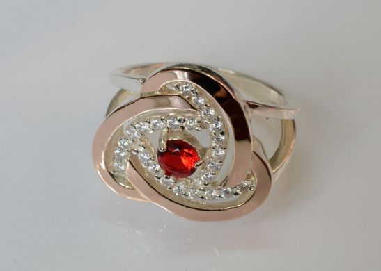 Серебряное кольцо с золотыми вставками 178к 15