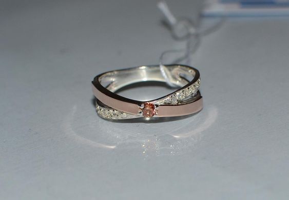 Серебряное кольцо со вставками из золота 057к 15
