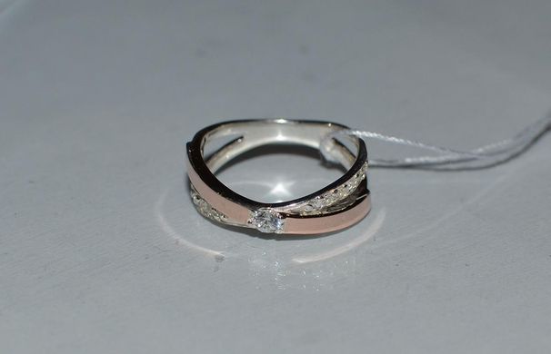 Серебряное кольцо со вставками из золота 057к 15