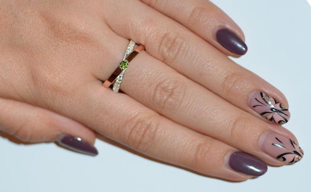 Серебряное кольцо со вставками из золота 057к 15