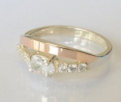 Серебряное кольцо с накладками из золота 021к 22