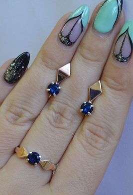 Серебряный набор украшений с пластинами из золота 044 15