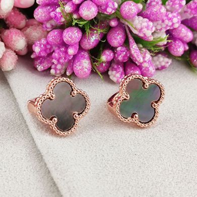 Серьги STAINLESS STEEL Четырехлистник медицинская сталь позолота РО английский замок А/В 10-0911