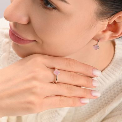 Серебряное кольцо с клевером и золотыми вставками 307к-3 15