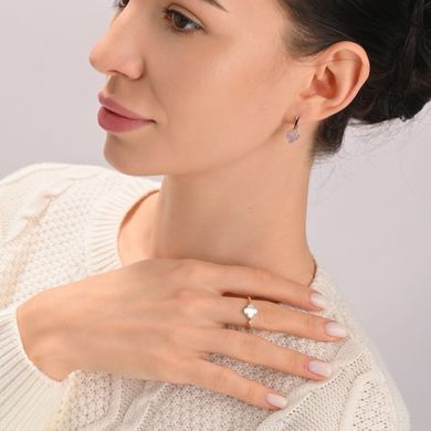 Серебряное кольцо с клевером и золотыми вставками 307к-3 15