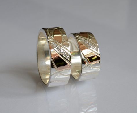 Обручальное кольцо из серебра с золотом Обр34 15