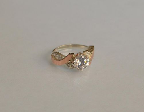 Серебряное кольцо с напайками из золота 033к 21
