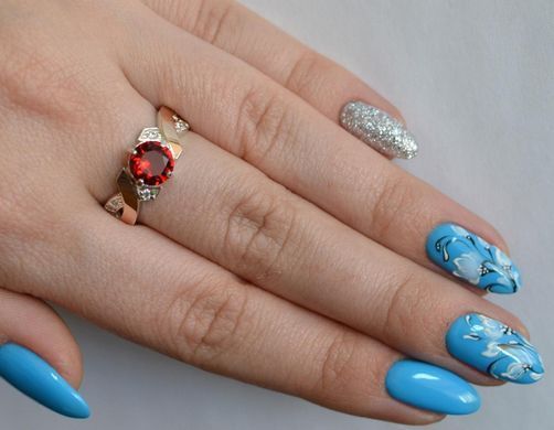 Серебряное кольцо с напайками из золота 033к 21