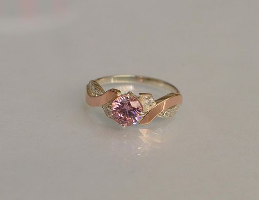 Серебряное кольцо с напайками из золота 033к 21