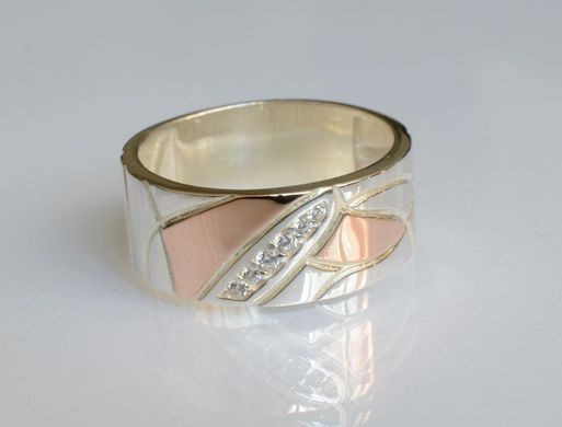 Обручальное кольцо из серебра с золотом Обр34 15