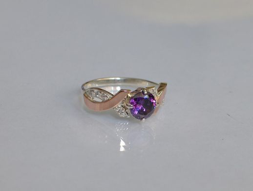 Серебряное кольцо с напайками из золота 033к 21