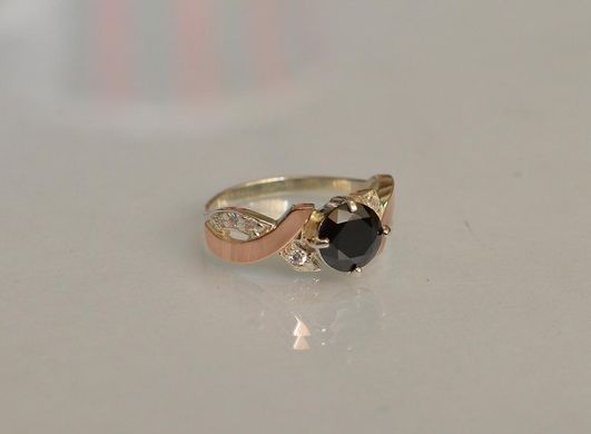 Серебряное кольцо с напайками из золота 033к 21