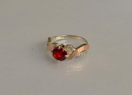 Серебряное кольцо с напайками из золота 033к 21