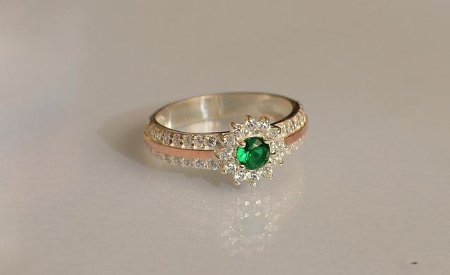 Серебряное кольцо с золотыми вставками 175к 15