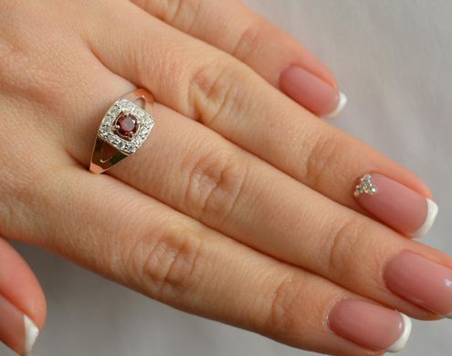 Серебряное кольцо со вставками из золота 032к 15