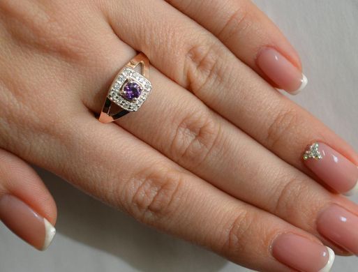 Серебряное кольцо со вставками из золота 032к 15