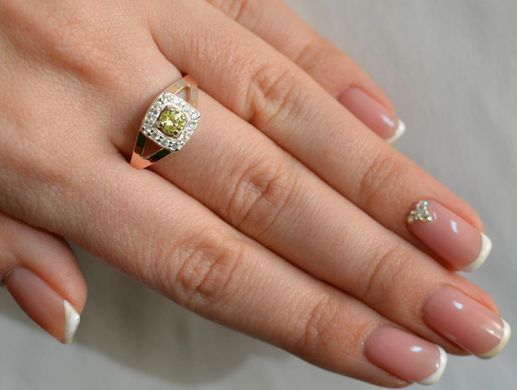 Серебряное кольцо со вставками из золота 032к 15
