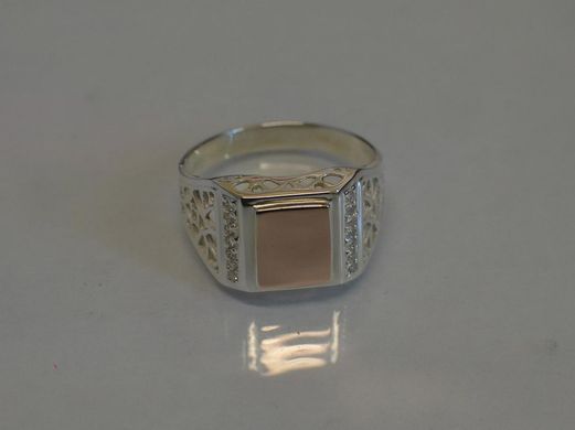 Серебряная печатка с накладками из золота Мп15 18