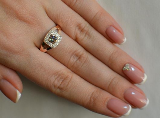 Серебряное кольцо со вставками из золота 032к 15