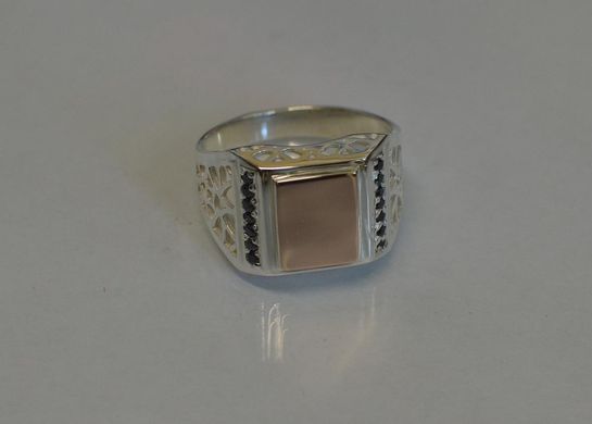 Серебряная печатка с накладками из золота Мп15 18