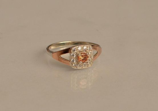 Серебряное кольцо со вставками из золота 032к 15