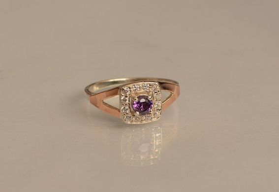 Серебряное кольцо со вставками из золота 032к 15