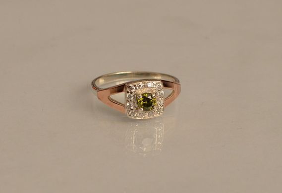 Серебряное кольцо со вставками из золота 032к 15