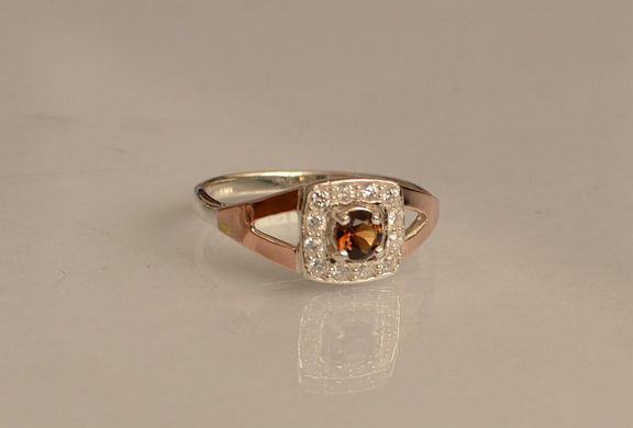 Серебряное кольцо со вставками из золота 032к 15