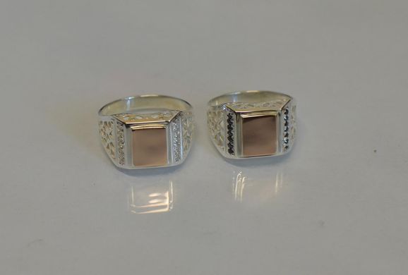 Серебряная печатка с накладками из золота Мп15 18