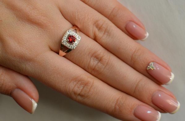 Серебряное кольцо со вставками из золота 032к 15