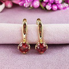 Серьги Xuping красные медицинское золото позолота 18К английский замок А/В 1-4127