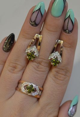 Серебряный набор с золотыми пластинами 027 15