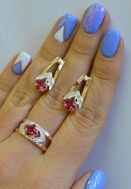 Серебряный набор с золотыми пластинами 027 15