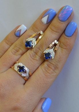 Серебряный набор с золотыми пластинами 027 15