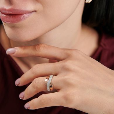 Серебряное кольцо с золотыми вставками 305к 15