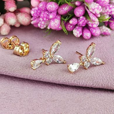 Сережки гвіздочки Xuping Метелики медичне золото позолота 18К А/В 1-4266