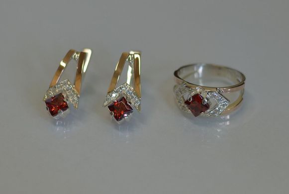 Серебряный набор с золотыми пластинами 027 15