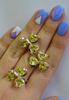 Серебряный гарнитур с пластинами из золота 061 15