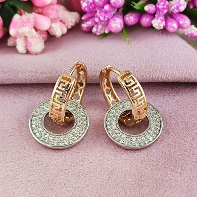 Сережки кільця Xuping медичне золото позолота 18К + родій А/В 1-3449 А/В 1-3449 фото Сережки кільця Xuping медичне золото позолота 18К + родій А/В 1-3449