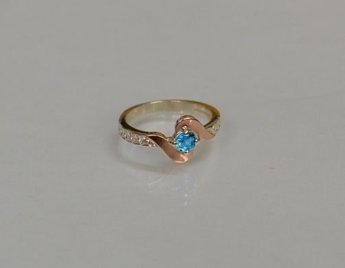 Серебряное кольцо с золотыми вставками 142к 15